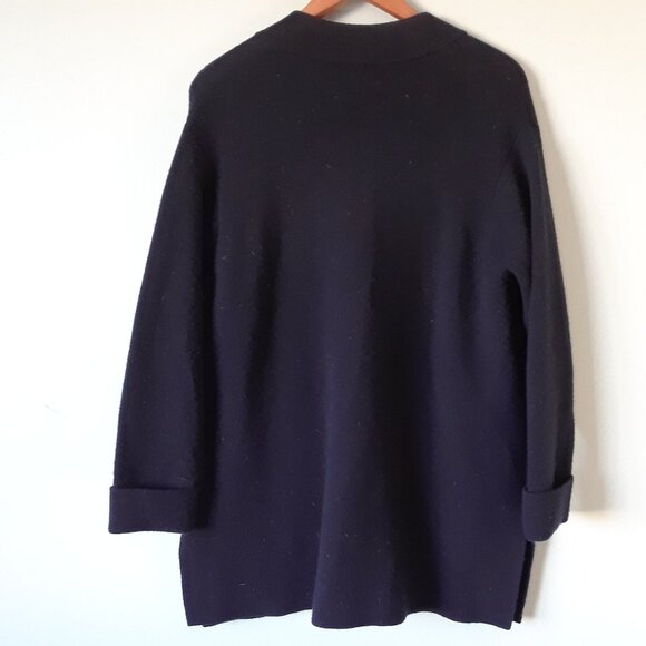 Talbots Navy Notch Neckline Lamb’s Wool Blend Single Button Cardigan 1X - Picture 4 of 5